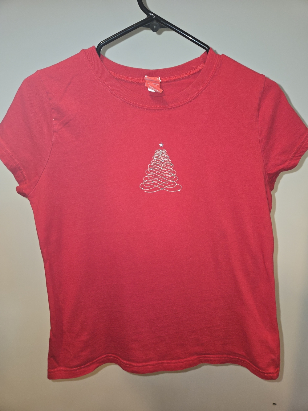 Christmas tree T-shirt Ladies Medium Red Holiday Shirt